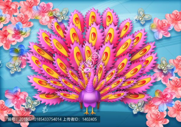 3d浮雕立體孔雀裝飾畫(huà)