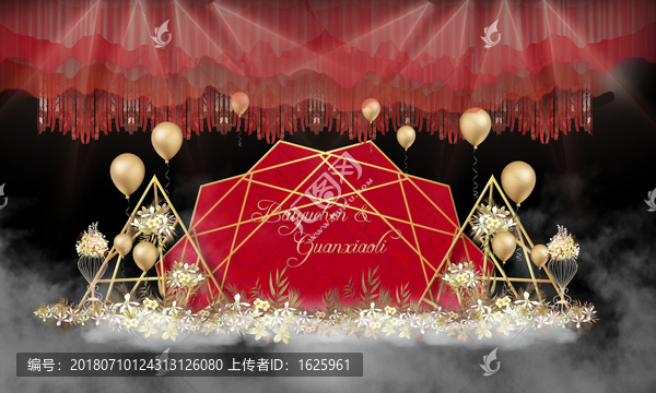 紅金色大理石幾何婚禮