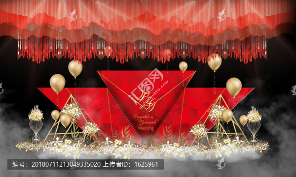 紅金色幾何婚禮