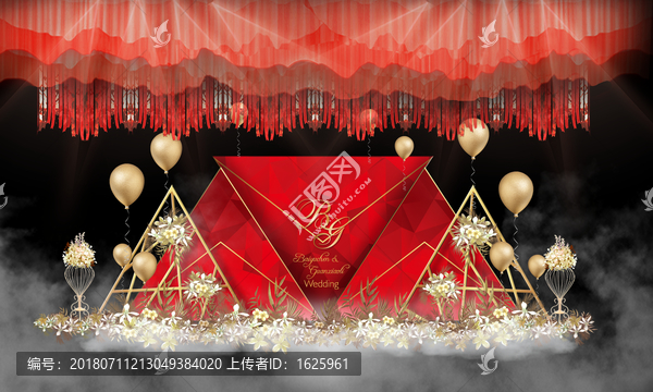 紅金色幾何婚禮