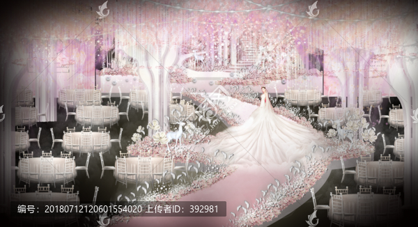 粉色清新風(fēng)格婚禮舞臺(tái)