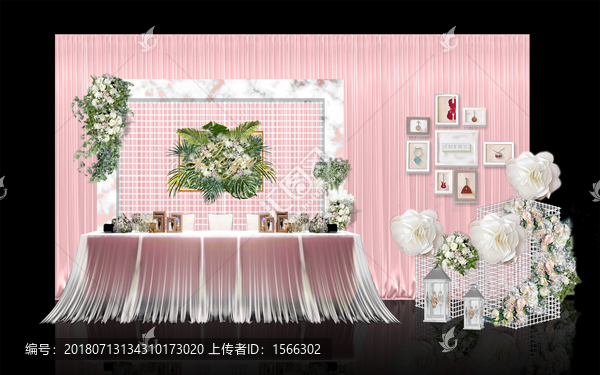 粉色大理石婚禮簽到