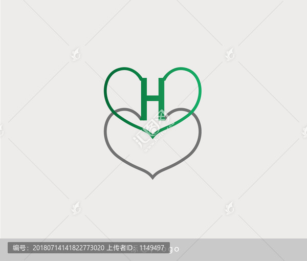 H字母心形logo