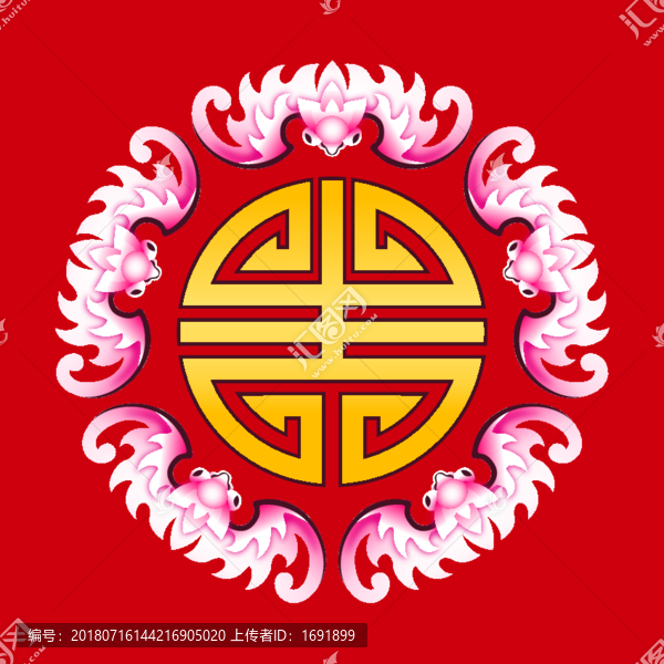 五福拱壽風(fēng)水背景墻裝飾畫