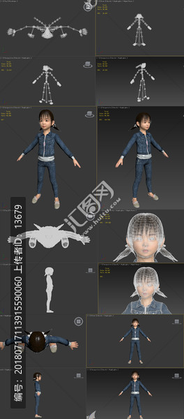 3dmax模型牛仔小美少女