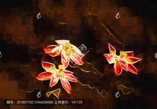 荷花油畫