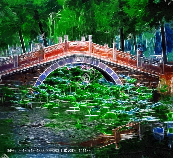 荷景油畫