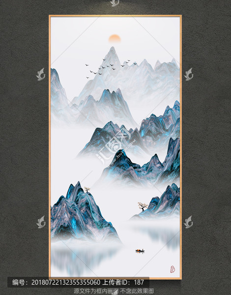 新中式客廳玄關(guān)水墨山水裝飾畫