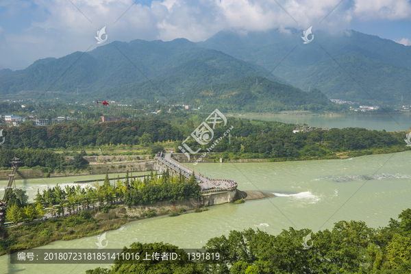 四川成都都江堰景区全景