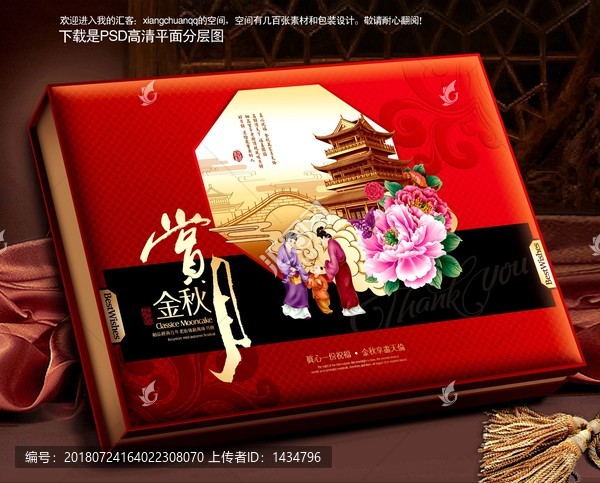 月餅盒平面分層吉祥喜慶食品包裝