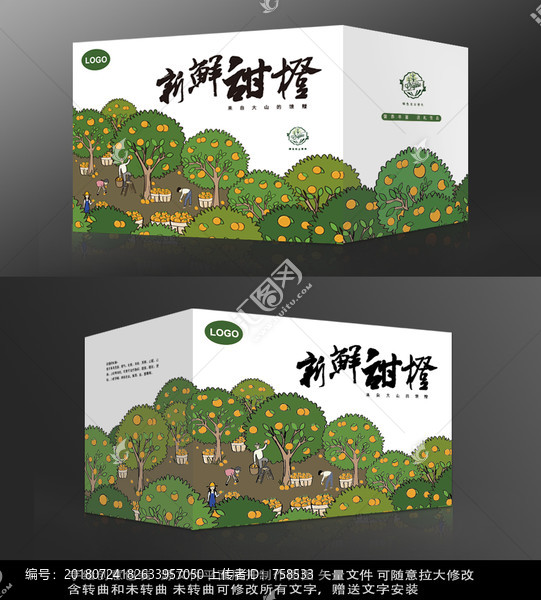 甜橙包裝盒展開圖