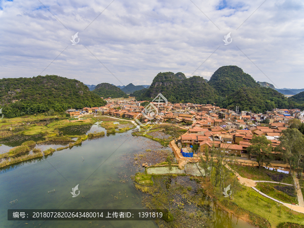 航拍云南文山丘北普者黑风景区