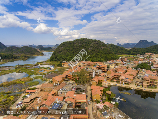 航拍云南文山丘北普者黑风景区