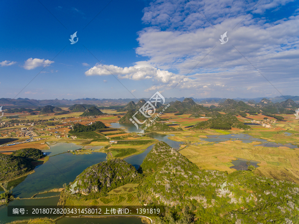 航拍云南文山丘北普者黑风景区