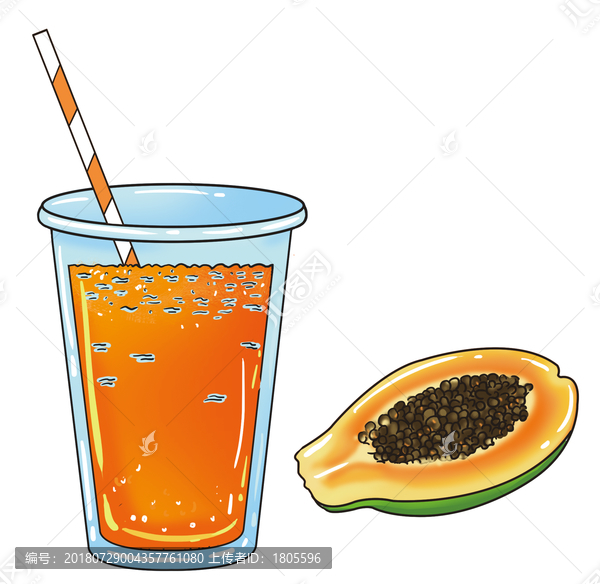 木瓜果汁饮料插画茶水