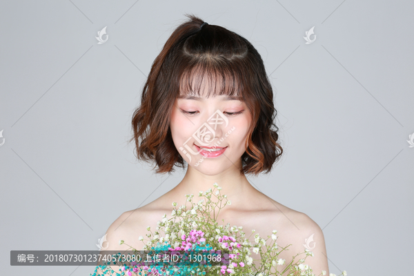 鲜花美女意境花语图