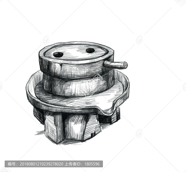 石磨插畫(huà)石碾插畫(huà)小磨