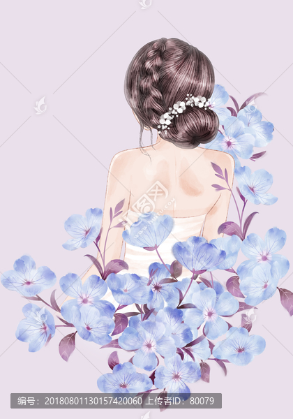 背影女孩盤發(fā)