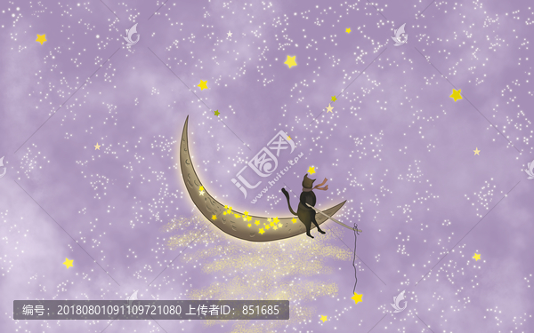 星與星愿紫色天空星空月亮