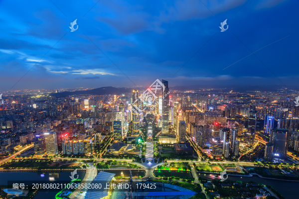 俯瞰广州珠江新城夜景