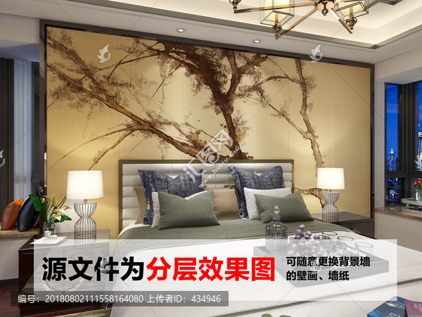 室內(nèi)墻紙壁畫效果圖設(shè)計