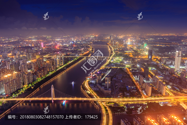 俯瞰广州珠江猎德大桥夜景