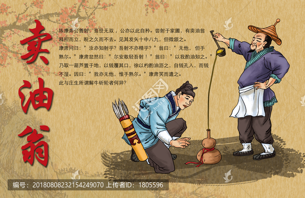 賣油翁賣油郎插畫