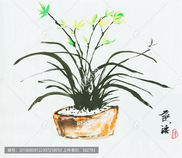 蘭花水墨國畫