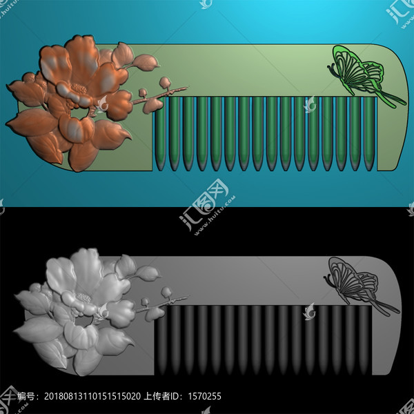 茶花蝴蝶梳子