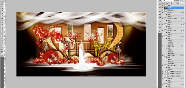 紅色新中式婚禮效果圖