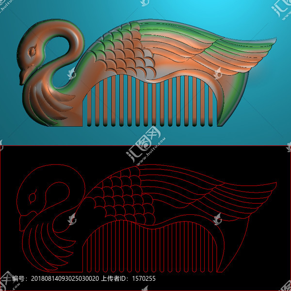 鴛鴦戲水梳子