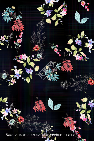 黑底小碎花