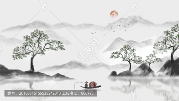 意境水墨山水裝飾畫