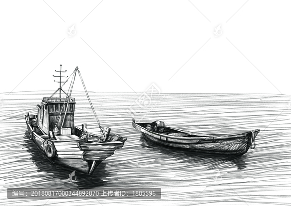 海船渔船海货插画