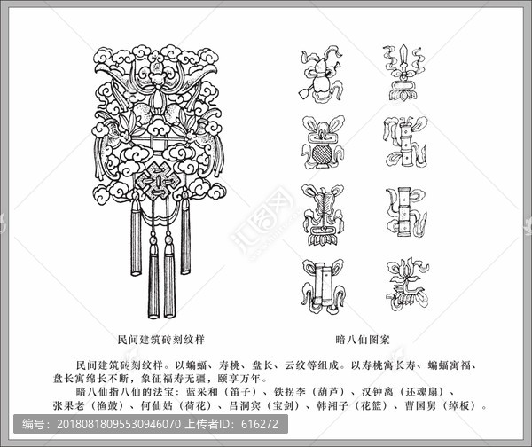 民間圖案民間建筑磚刻紋樣及暗八仙圖案