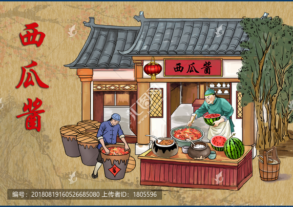 西瓜醬古代商鋪插畫