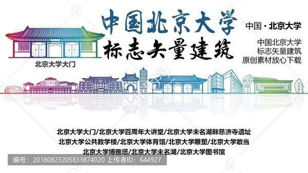 北京大學(xué)標(biāo)志性矢量建筑