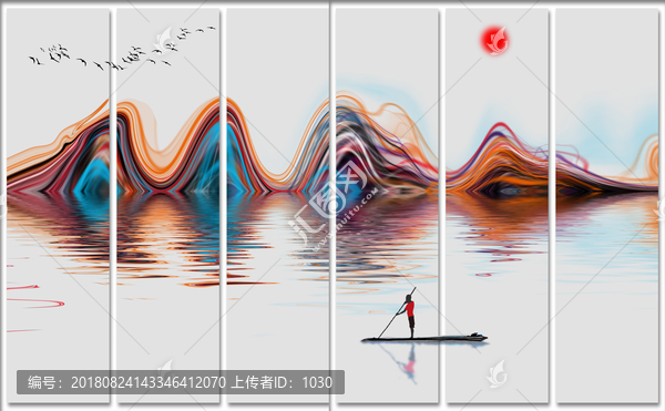抽象意境玄關(guān)水墨山水畫