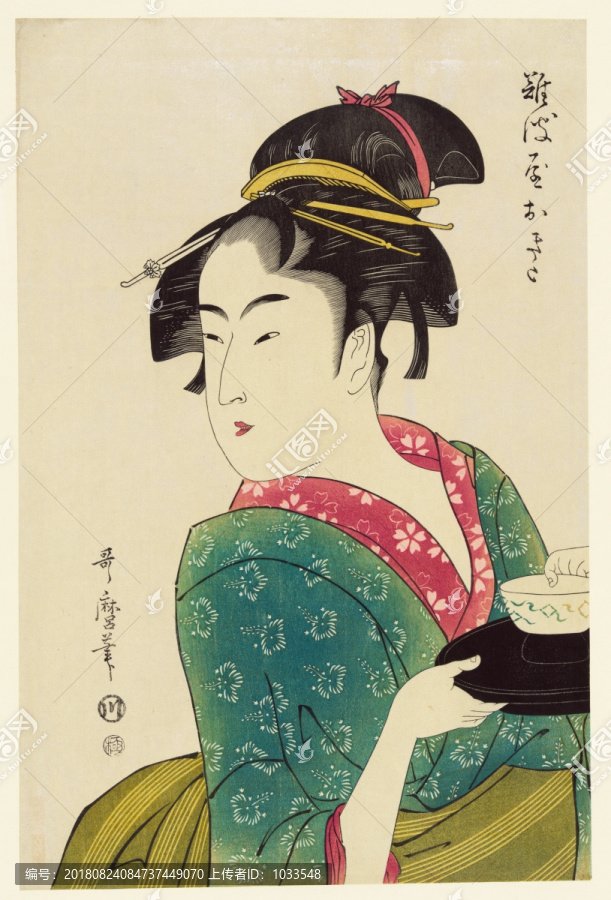 喜多川歌磨捧酒美人圖