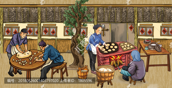 鍋餅燒餅火燒插畫(huà)制作