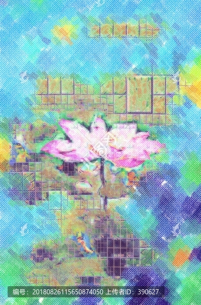 荷花油畫裝飾畫