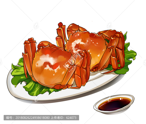 手繪陽(yáng)澄湖大閘蟹PSD