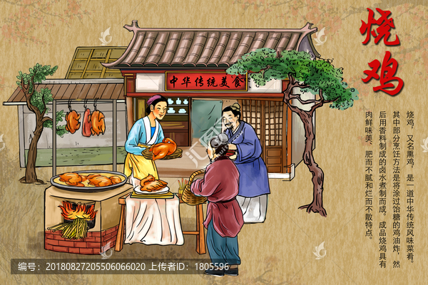 燒雞扒雞插畫