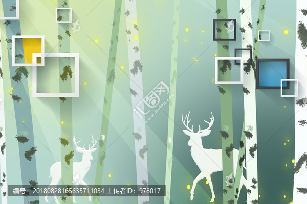 3D立體黑白方框背景墻