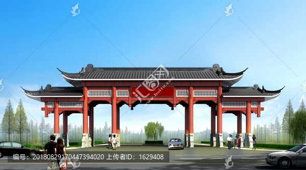 中式牌坊大門
