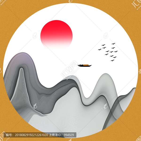 禪意新中式抽象水墨山水裝飾畫