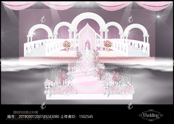 粉白色教堂主題婚禮