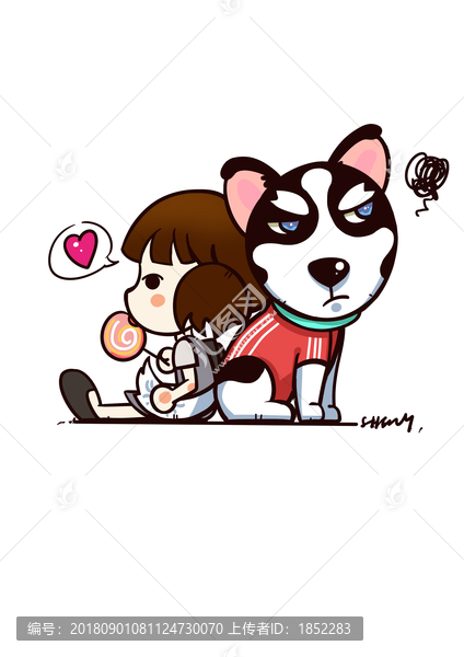 女孩小狗psd