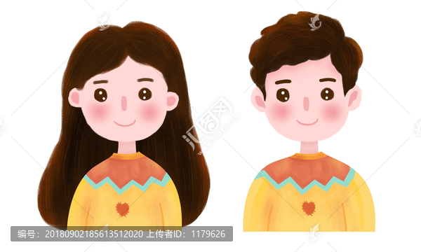 情侶頭像男女圖標(biāo)插畫1