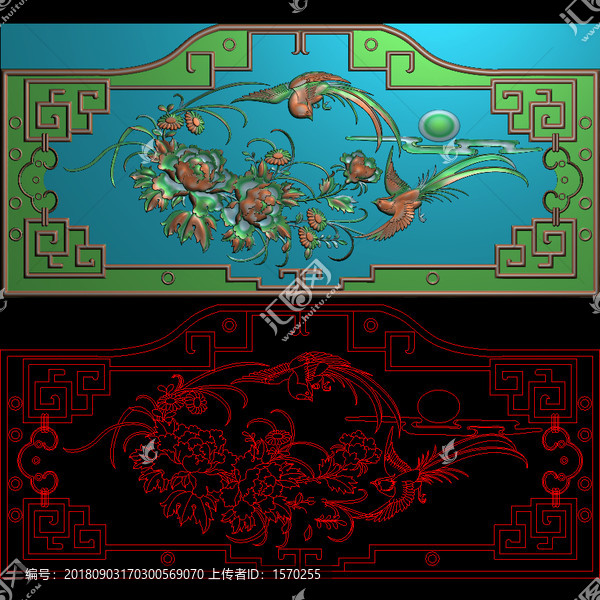 精品花鳥床背板圖A